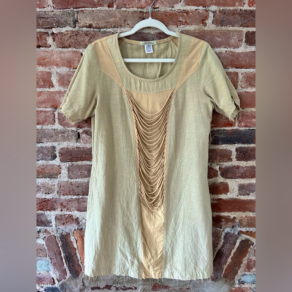 USA made Prairie Underground Silk, Hemp, Organic Cotton Shortsleeved Tunic Dress